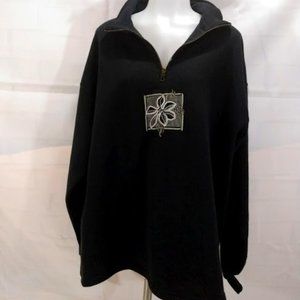 Brindar: Black Quarter zip Sweatshirt.